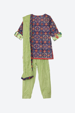 Purple Cotton Straight Kurta Salwar Suit Set image number 2