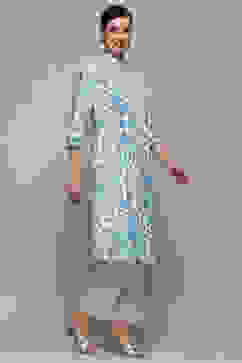 White Cotton Straight Kurta image number 4