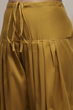 Yellow Cotton Blend Thread Embroidered Unstitched Suit Set image number 3