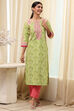 Green Cotton Printed Straight Kurta image number 5