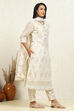 Off-white Chanderi Floral Embroidered Unstitched Suit Set image number 6