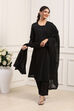 Black Silk Chanderi Straight Suit Set