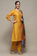 Green Cotton Unstitched Suit set image number 7