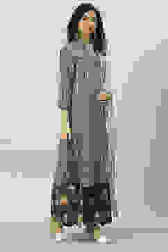 Blue Cotton Straight Kurta Palazzo Suit Set image number 6