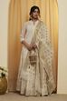 Off White Gold Woven Design Tasseled Dupatta image number 0