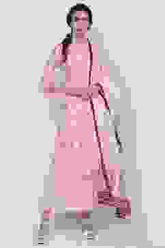 Peach Straight Kurta Palazzo Suit Set image number 2