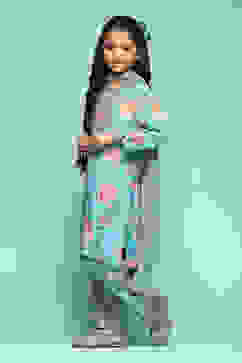 Turquoise Viscose Straight Printed Kurta Salwar Suit Set image number 5