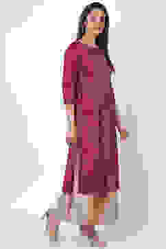 Maroon Viscose Straight Printed Kurta image number 3