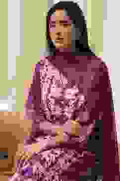 Berry Purple Cotton Straight Suit Set image number 7