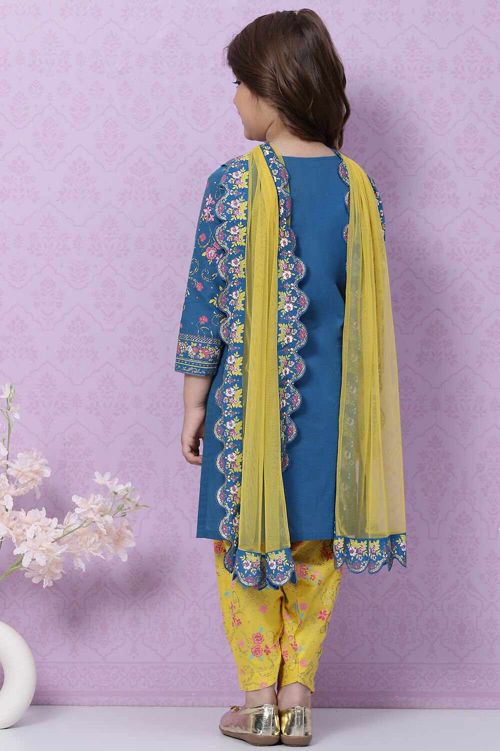 Blue Cotton Straight Kurta Salwar Suit Set image number 4