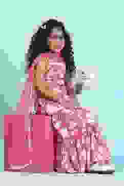 Coral Cotton Printed Straight Suit Set image number 7