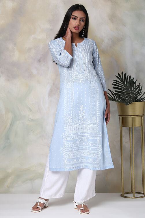 Pink Cotton Straight Printed Kurta image number 0