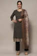 Mustard Tussar Unstitched Suit set image number 1