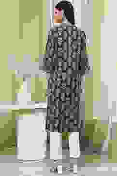 Blue Cotton Printed Straight Kurta image number 3