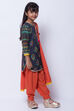 Navy Blue Cotton Straight Kurta Salwar Suit Set image number 3