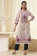 Off-White and Blue Cotton Straight Kurta image number 5