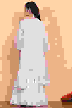 Off-White Embroidered Straight Suit Set image number 5