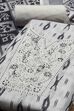Black Linen Royal-Ikkat  Buti Print Unstitched Suit Set image number 1