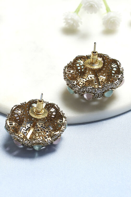 Pink Green Brass Studs image number 2
