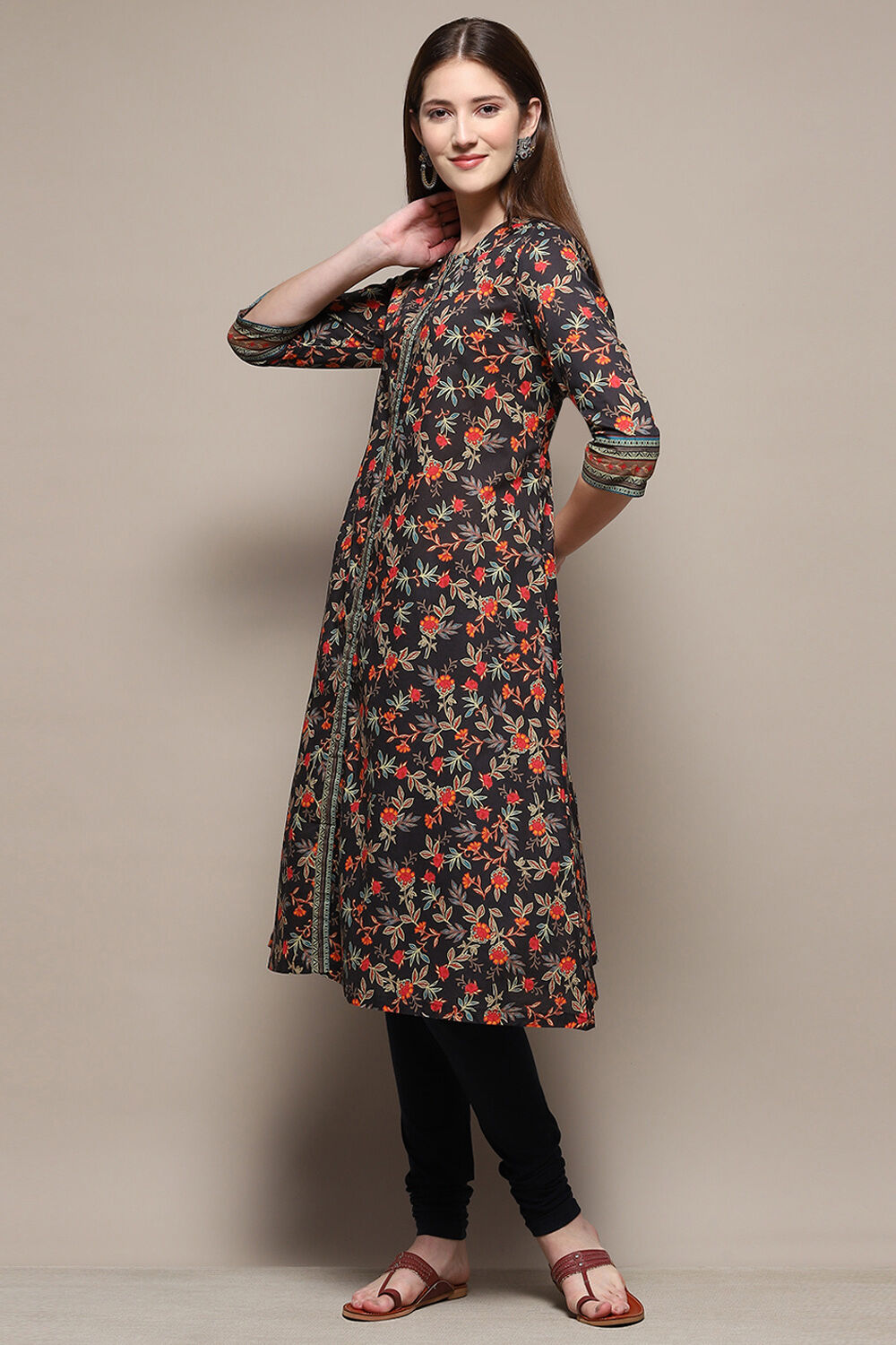 Black Cotton Blend Straight 2 Piece Set image number 3