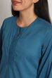 Sky Blue Cotton Short Solid Kurti image number 1