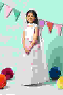 Off White Cotton Short Top Lehenga Set image number 5