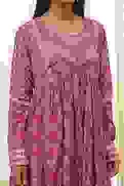 Onion Pink Cotton Printed Anarkali Suit Set image number 1