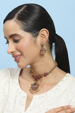 Red Green Alloy Necklace Set image number 3