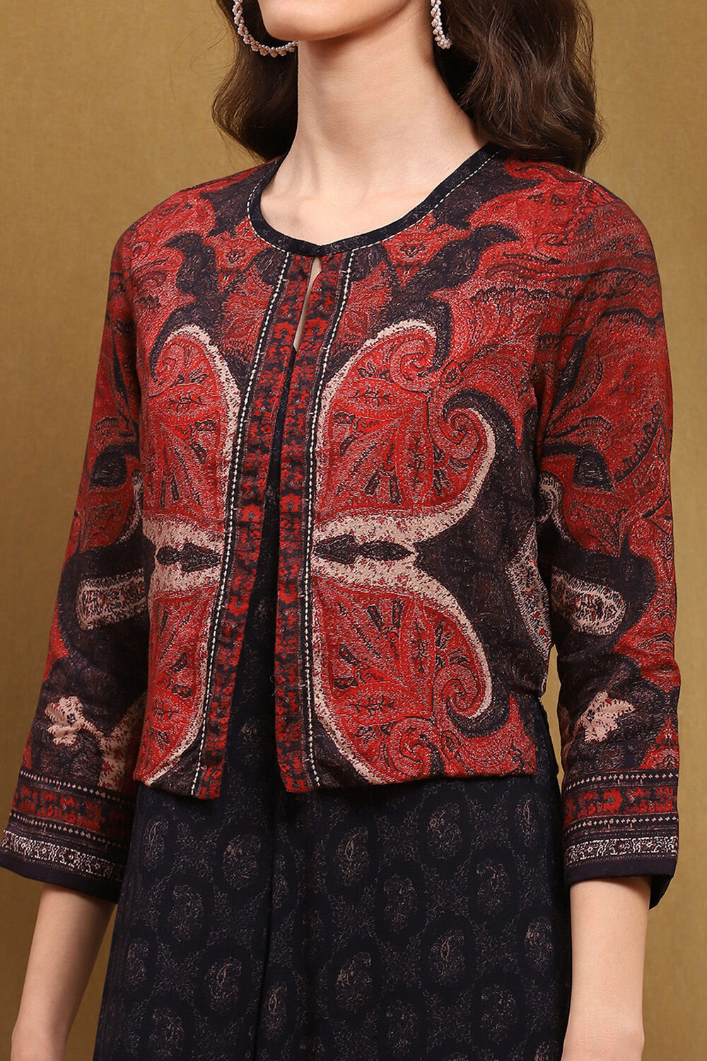 Black Block-Printed Straight Jumpsuit image number 1