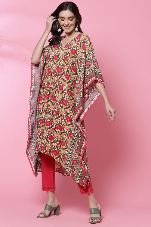 White And Blue Cotton Kaftan Set image number 3