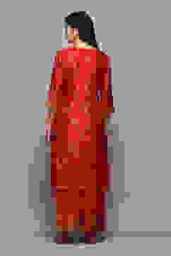 Red Cotton Blend Straight Yarndyed Kurta Palazzo Suit Set image number 5