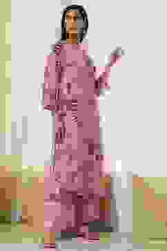 Pink Modal Floral Printed Straight Kurta Set image number 6