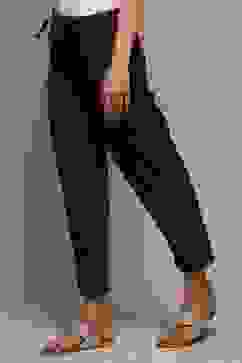 Navy Cotton Narrow Pants image number 2