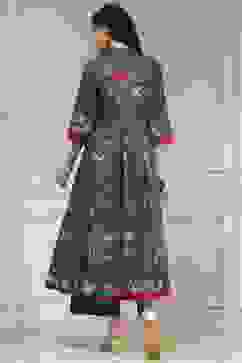 Blue Cotton Printed Anarkali Suit Set image number 4