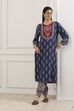 Blue Viscose Rayon Straight Kurta Pants Set image number 0