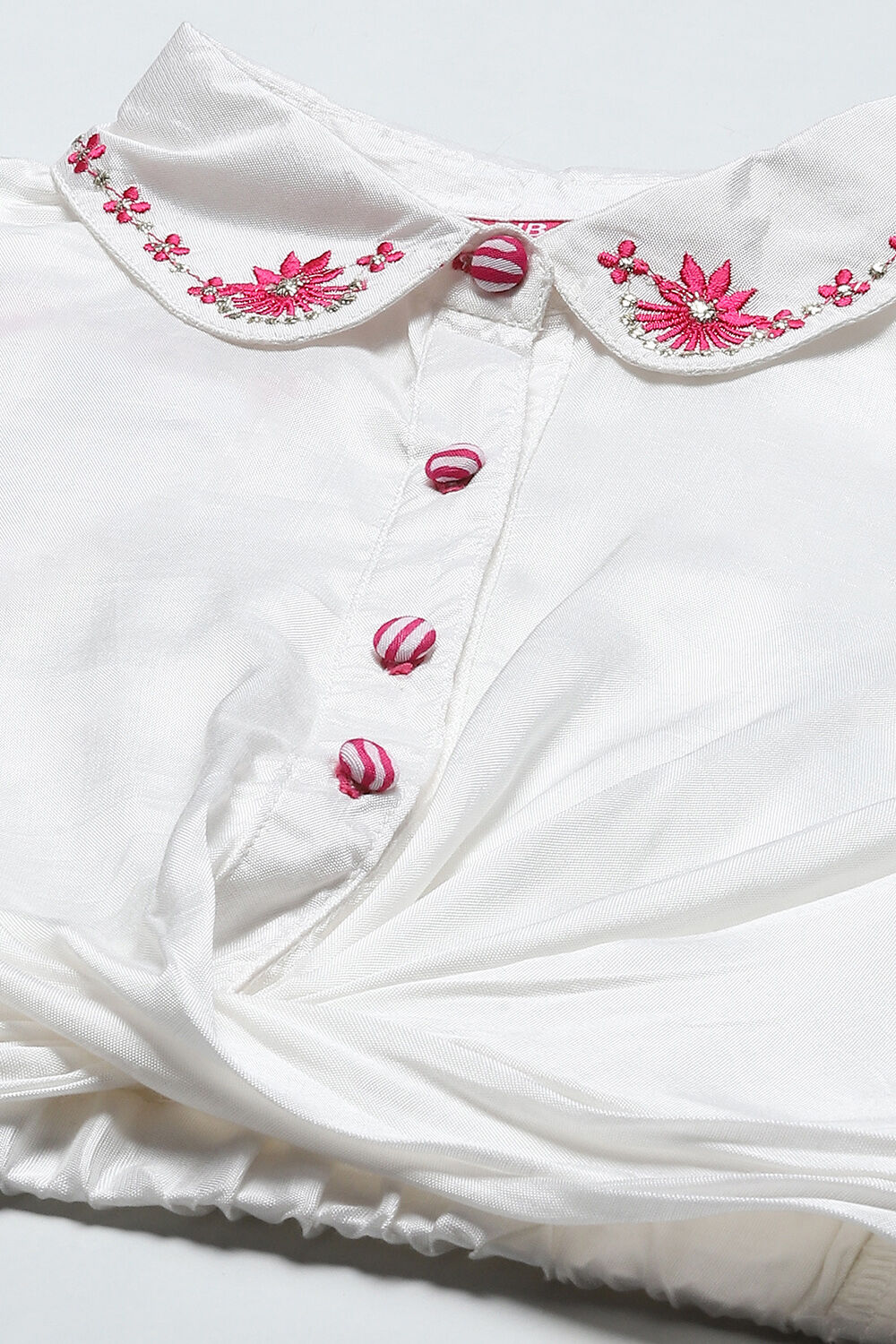 White Shirt Style Top teamed with Pink printed Lehenga Set image number 1