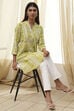 Lime Green Printed Straight Short Kurta image number 0