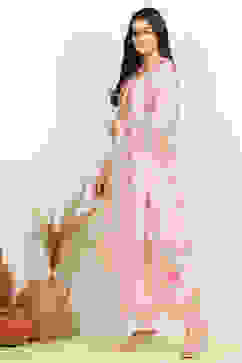 Off White Chanderi Machine Embroidered Unstitched Suit Set image number 4