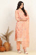 Peach Cotton Machine Embroidered Unstitched Suit Set image number 6