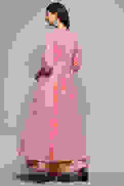 Pink Cotton Mirror work Anarkali Lehenga Set image number 5