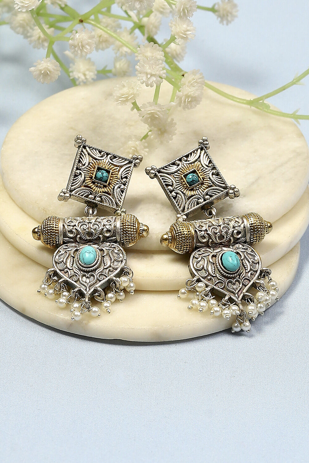 Turquoise Brass Drop & Danglers image number 0