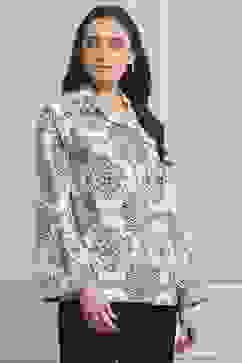 Off-White Cotton Printed Straight Shirt image number 4