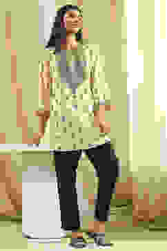 Beige Viscose Printed Straight  Short Kurta image number 0