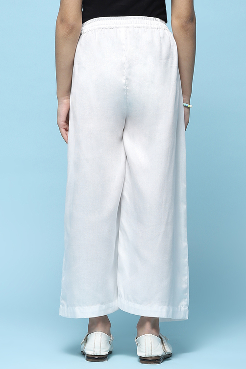White Tencel Dobby Flared Pants image number 4