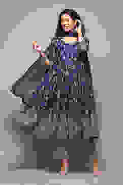 Blue Cotton Anarkali Kurta Palazzo Suit Set image number 7