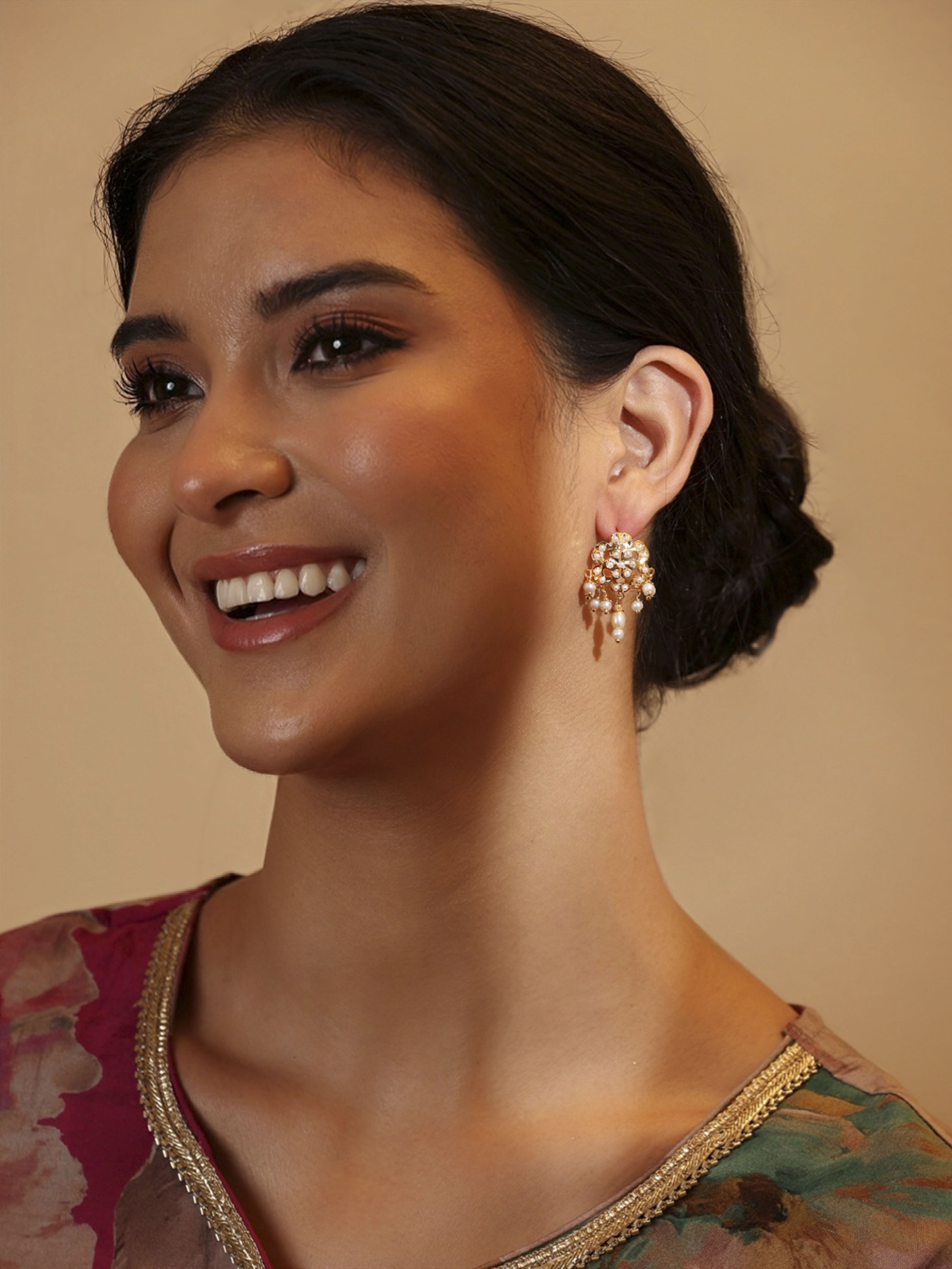 White Gold Plated Brass Drop & Dangler Earrings image number 3