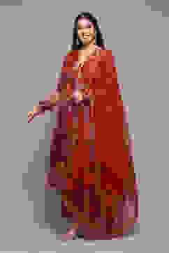 Red Polyester Anarkali Kurta Palazzo Suit Set image number 4