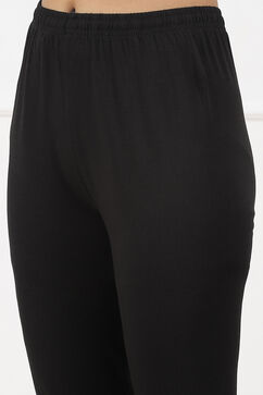 Black Cotton Blend Solid Churidar image number 1