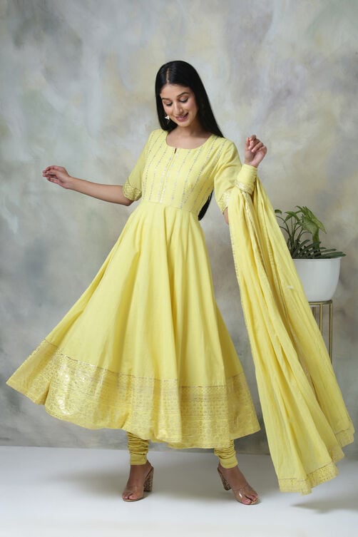 Red Cotton Anarkali Suit image number 3