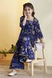 Blue Polyester Straight Suit Set
